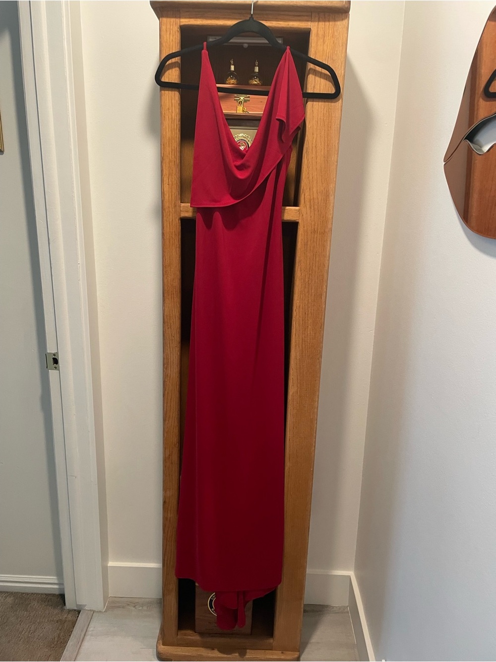 Allen B. By Allen Schwartz Red Draped Cowl Maxi Dress